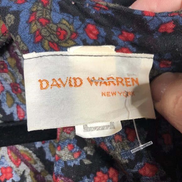 VINTAGE David Warren Dress Womens 12 Black Floral Paisley Made USA Back Zip 80s - Picture 5 of 16